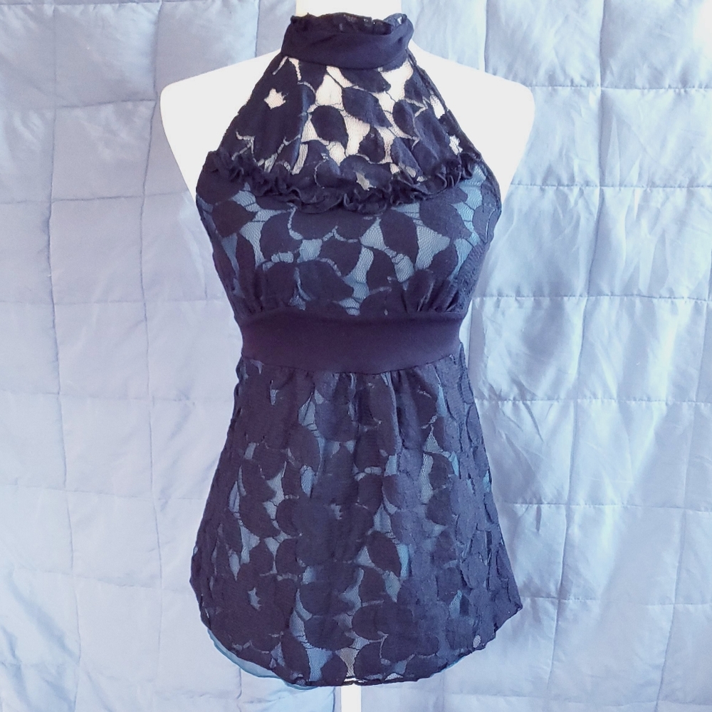 * Lacy Empire Waist Halter Top